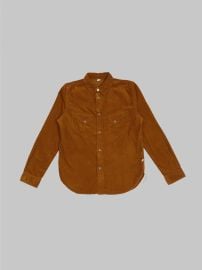 Pure Blue Japan Corduroy Curved Pocket Shirt - Camel on Garmentory at Garmentory